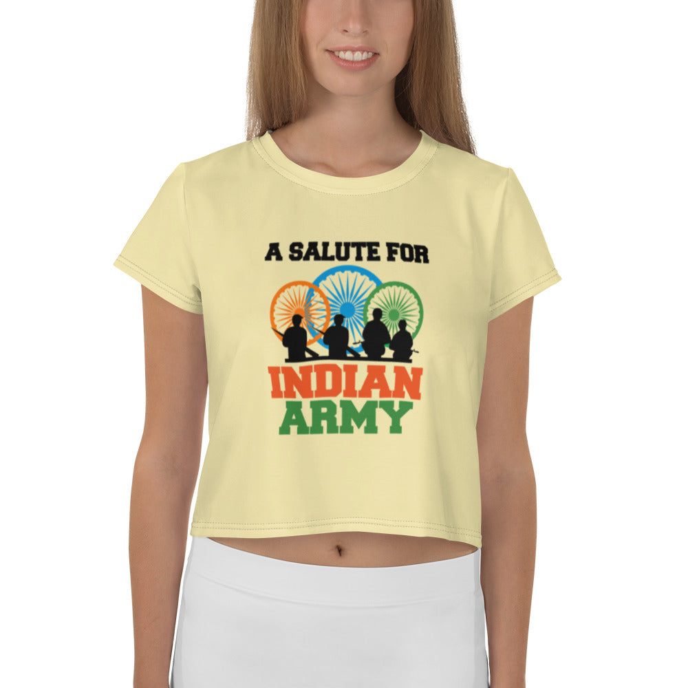 A SALUTE FOR INDIAN ARMY - All-Over Print Crop Tee