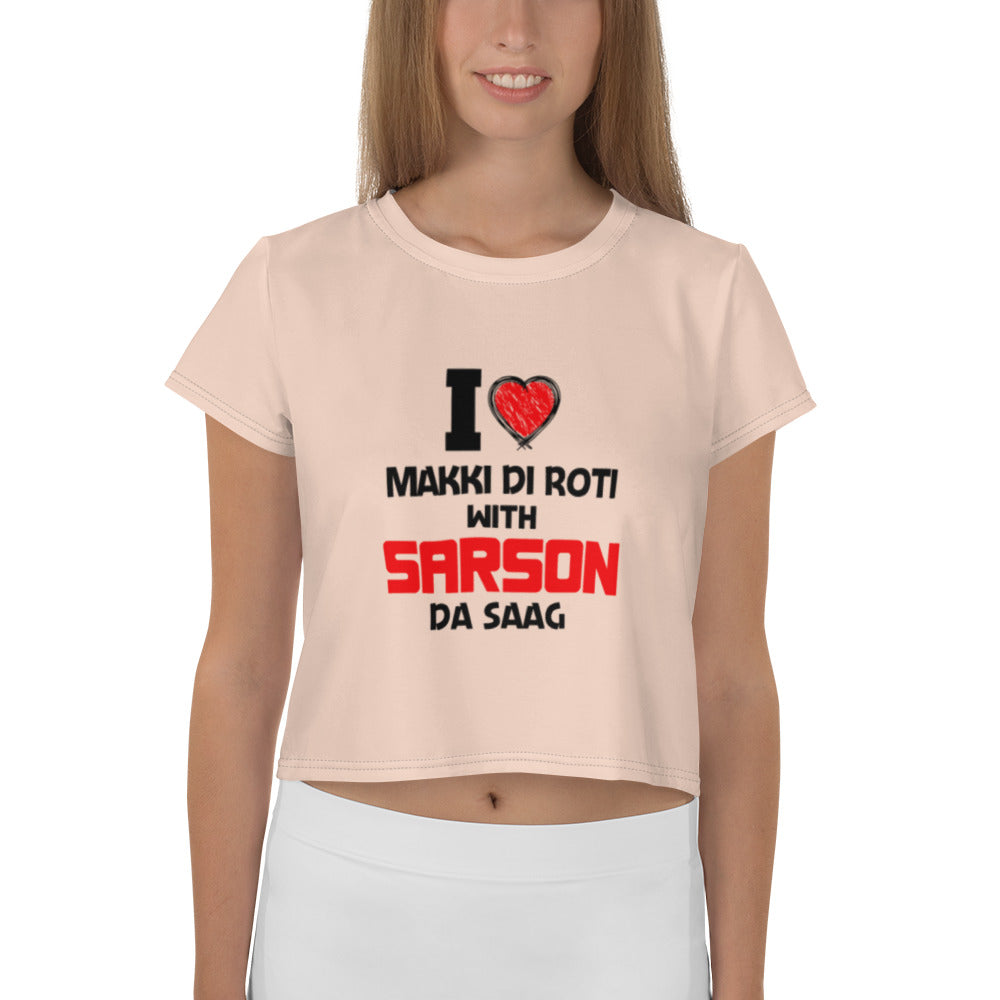 I LOVE MAKKI DI ROTI - All-Over Print Crop Tee