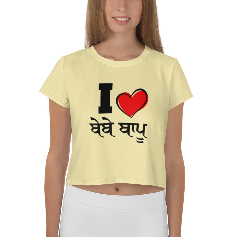 I LOVE BEBE BAPPU - All-Over Print Crop Tee