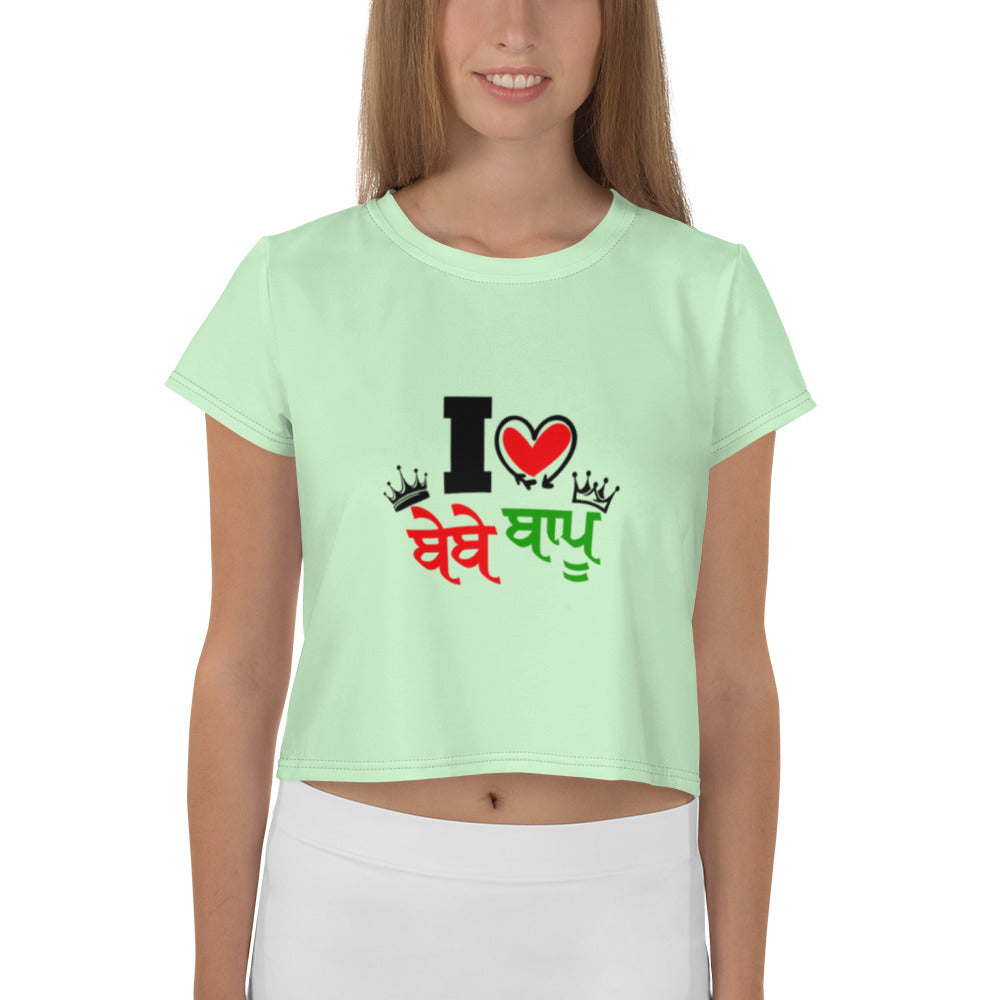 I LOVE BEBE BAPU - All-Over Print Crop Tee