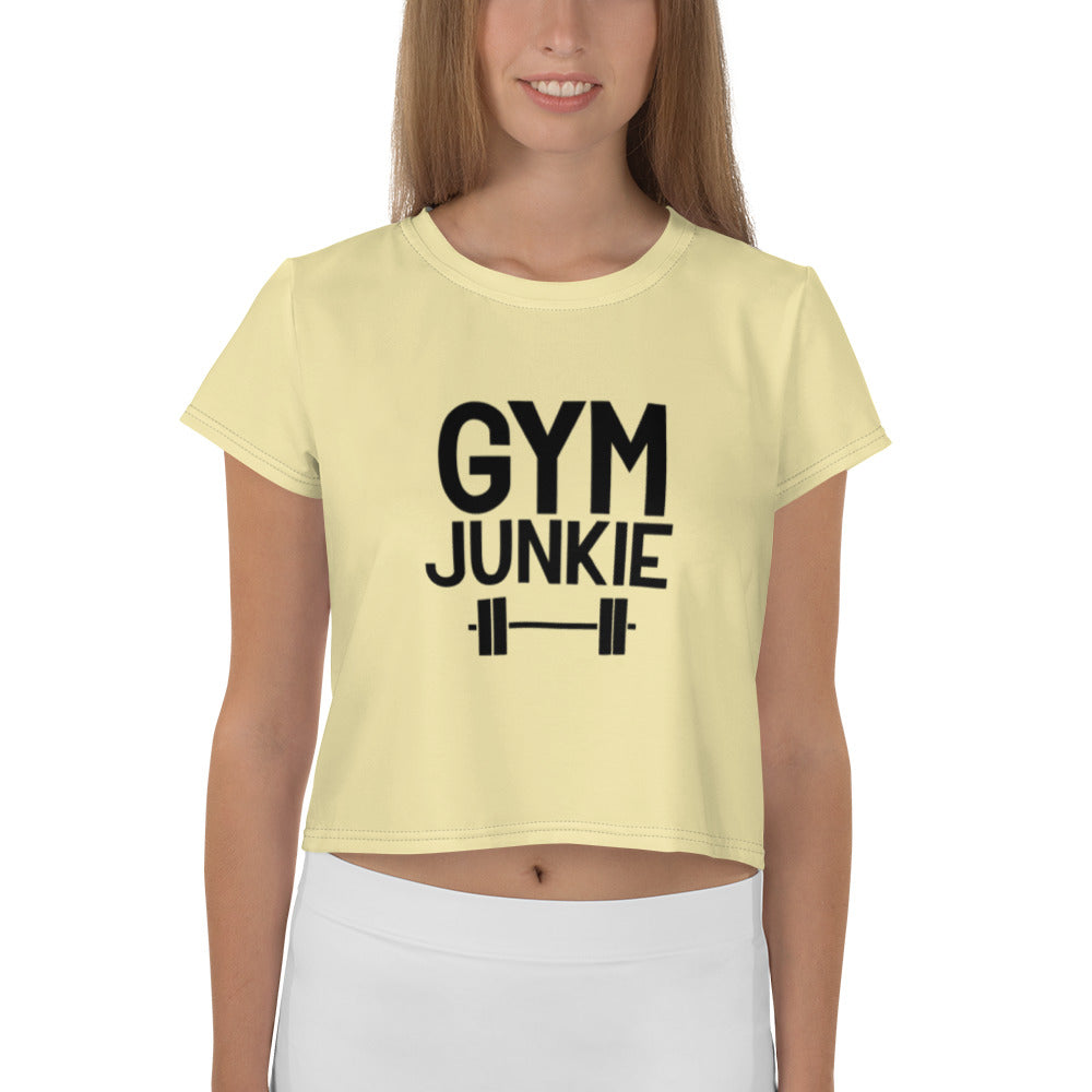 GYM JUNKIE - All-Over Print Crop Tee
