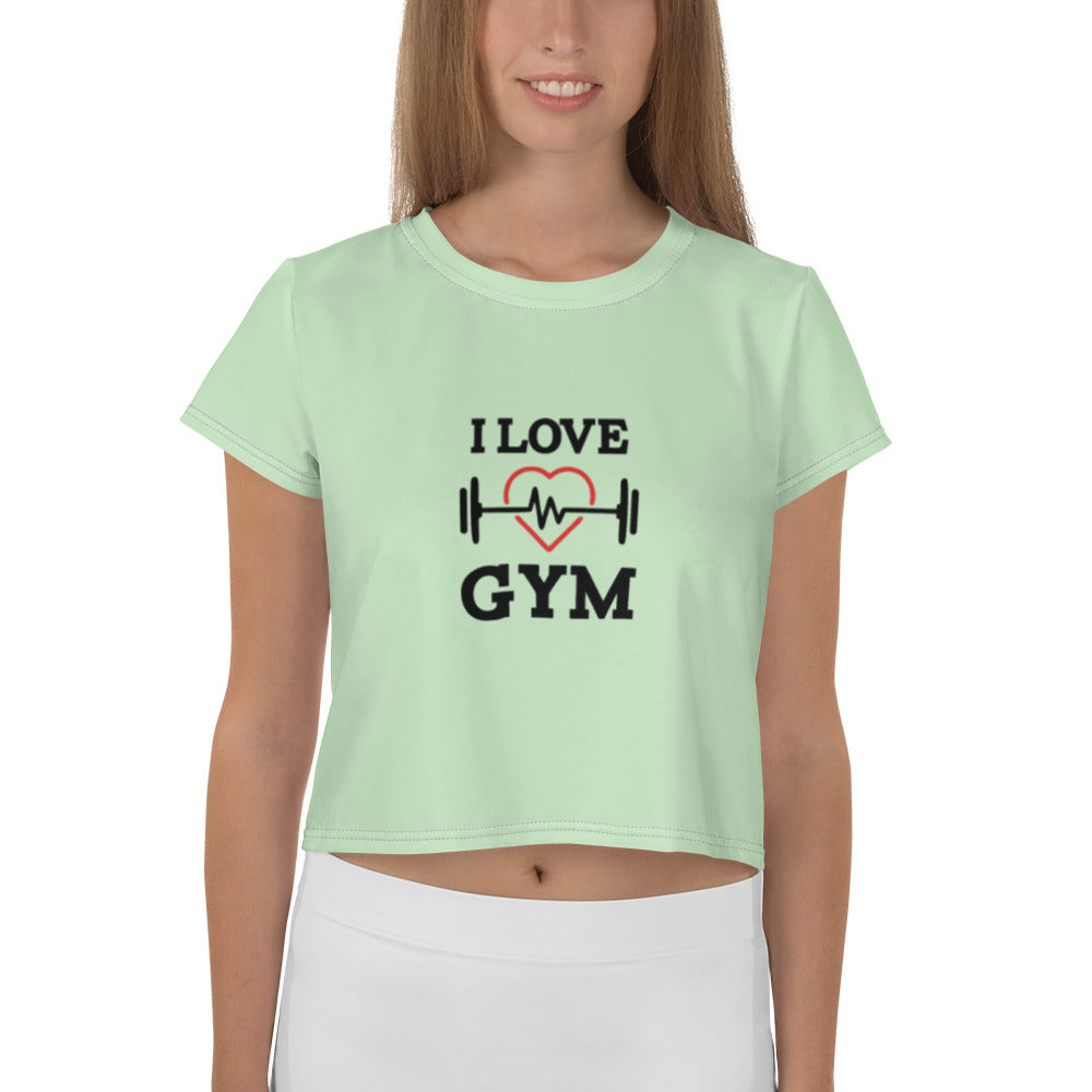 I LOVE GYM - All-Over Print Crop Tee