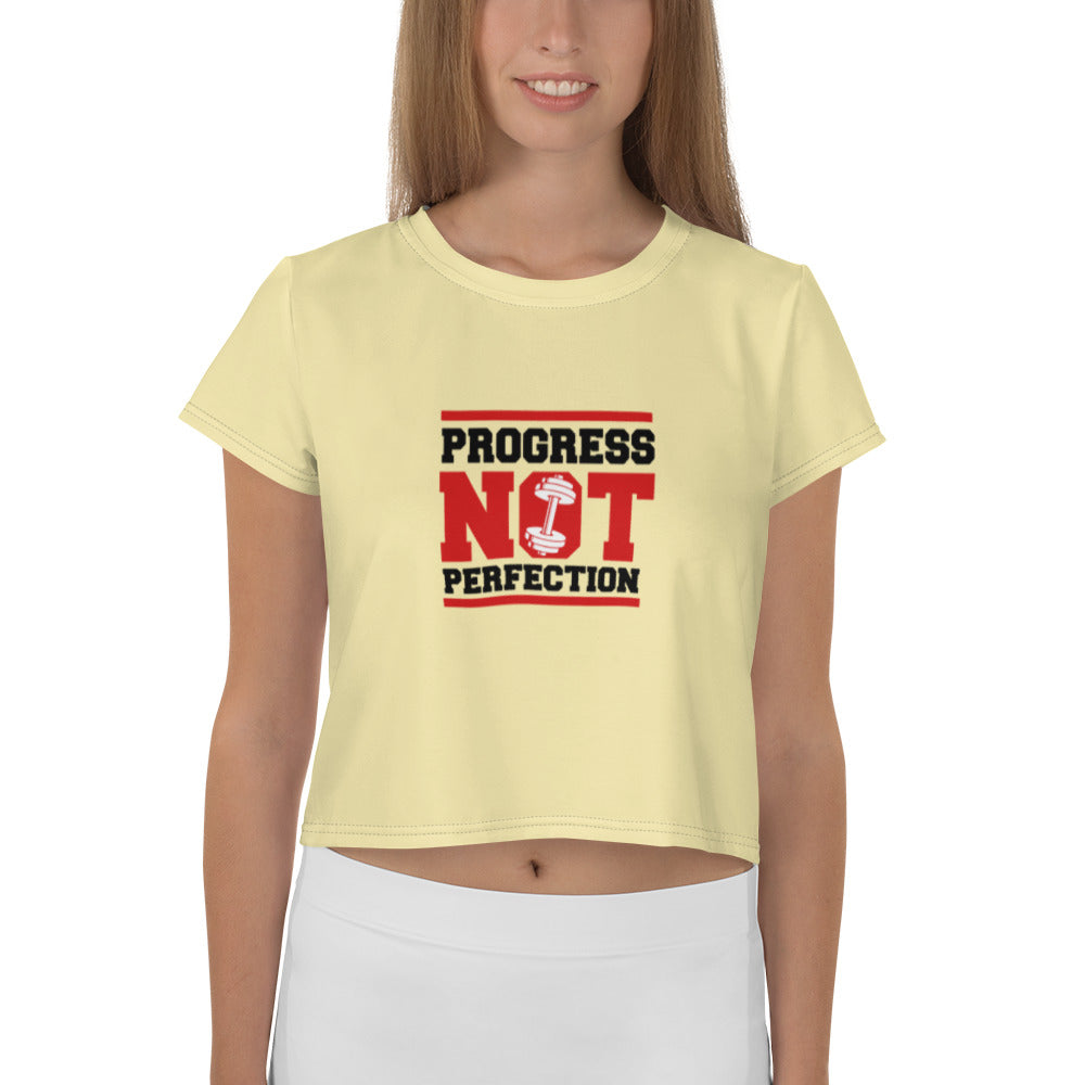 PROGRESS NOT PERFECTION - All-Over Print Crop Tee
