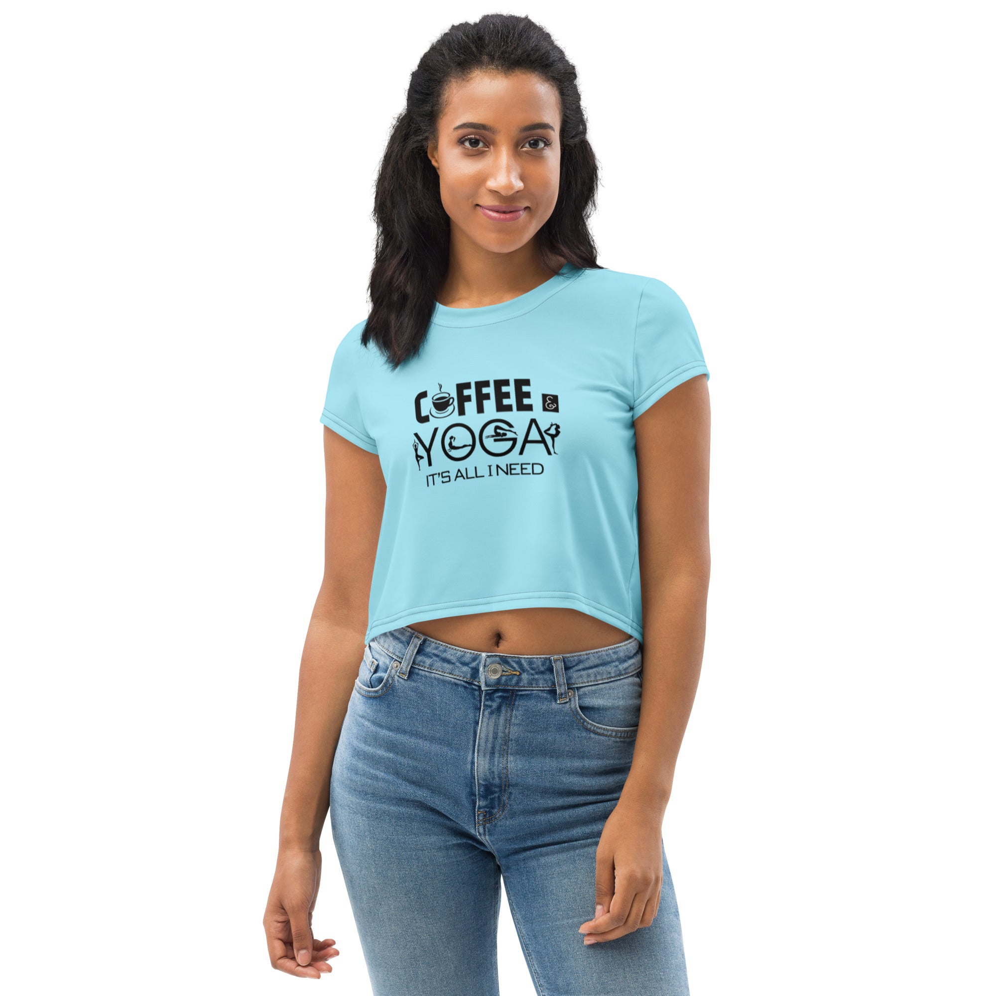 COFFEE YOGA IT'S ALL I NEED - All-Over Print Crop Tee