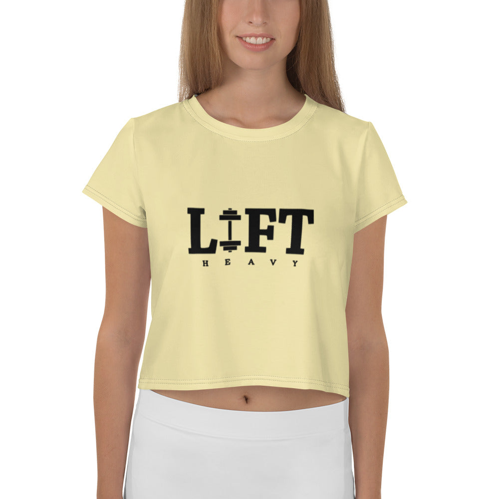 LIFT HEAVY - All-Over Print Crop Tee
