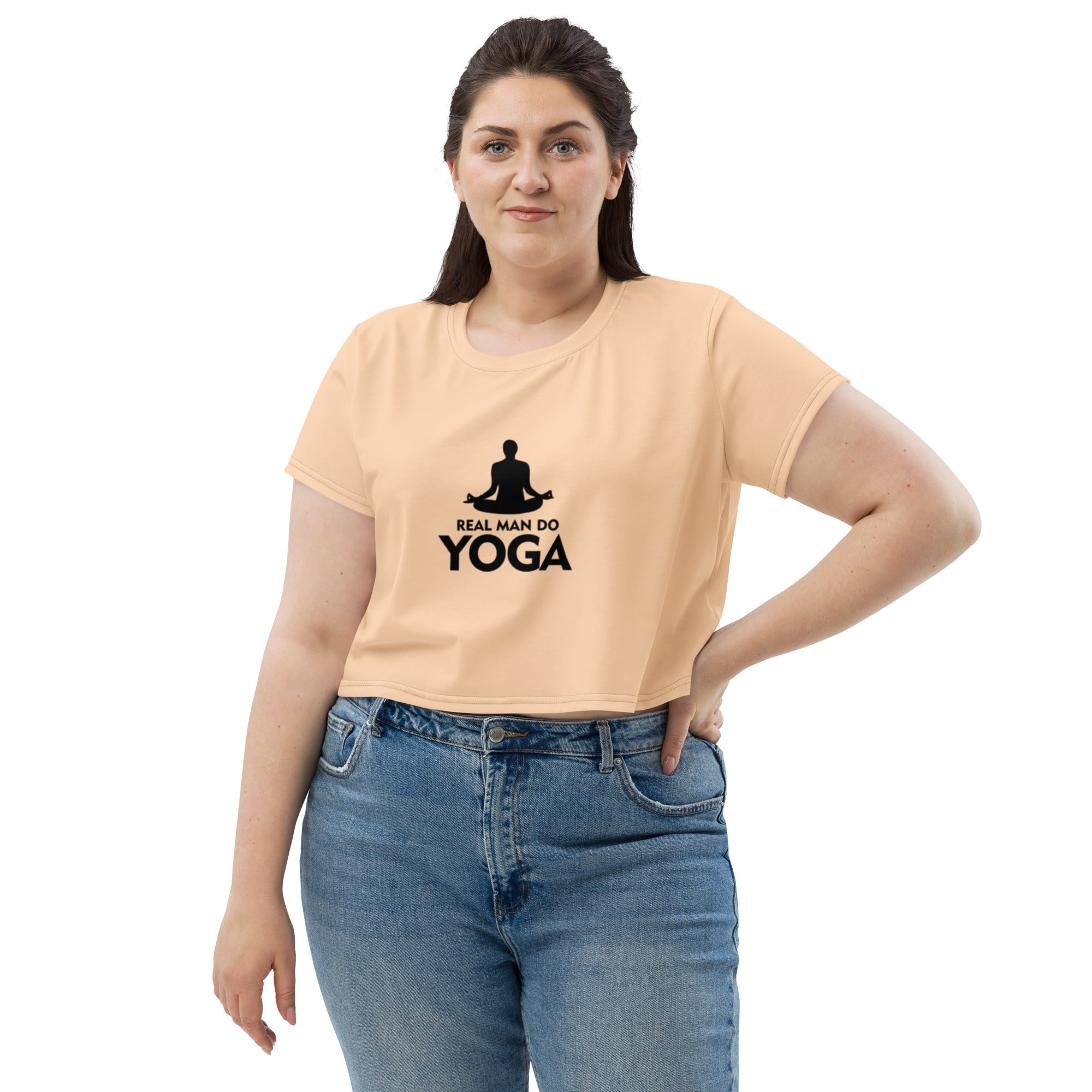 REAL MAN DO YOGA - All-Over Print Crop Tee