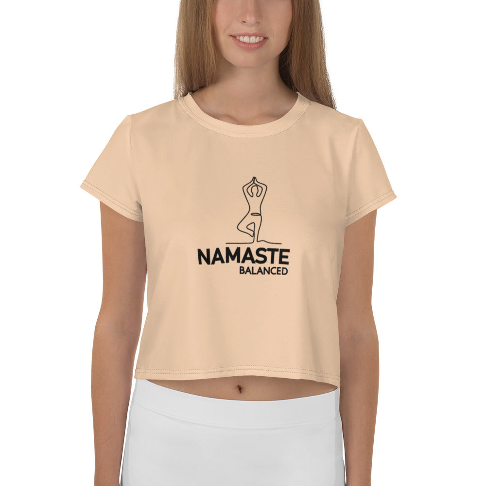 NAMASTE BALANCED - All-Over Print Crop Tee