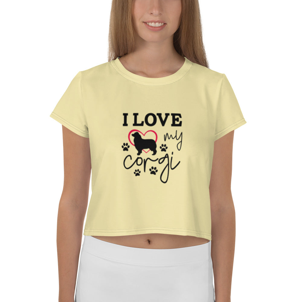 I LOVE MY CORGI - All-Over Print Crop Tee