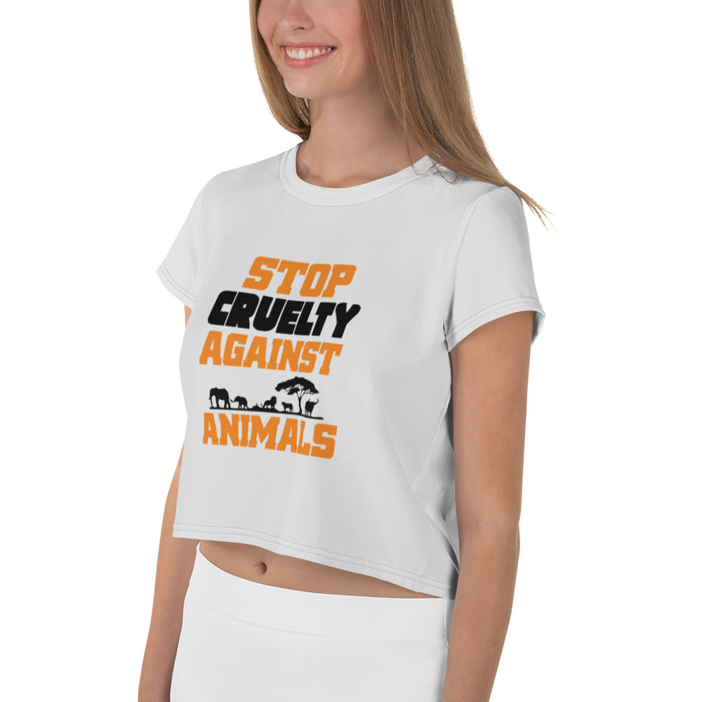 STOP CRUELTY AGAINST ANIMALS - All-Over Print Crop Tee