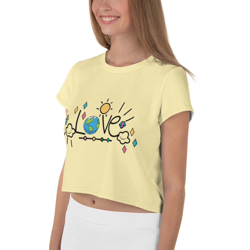 LOVE EARTH - All-Over Print Crop Tee