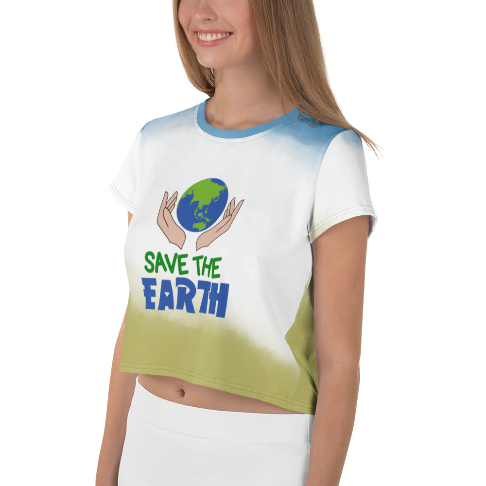 SAVE THE EARTH - All-Over Print Crop Tee