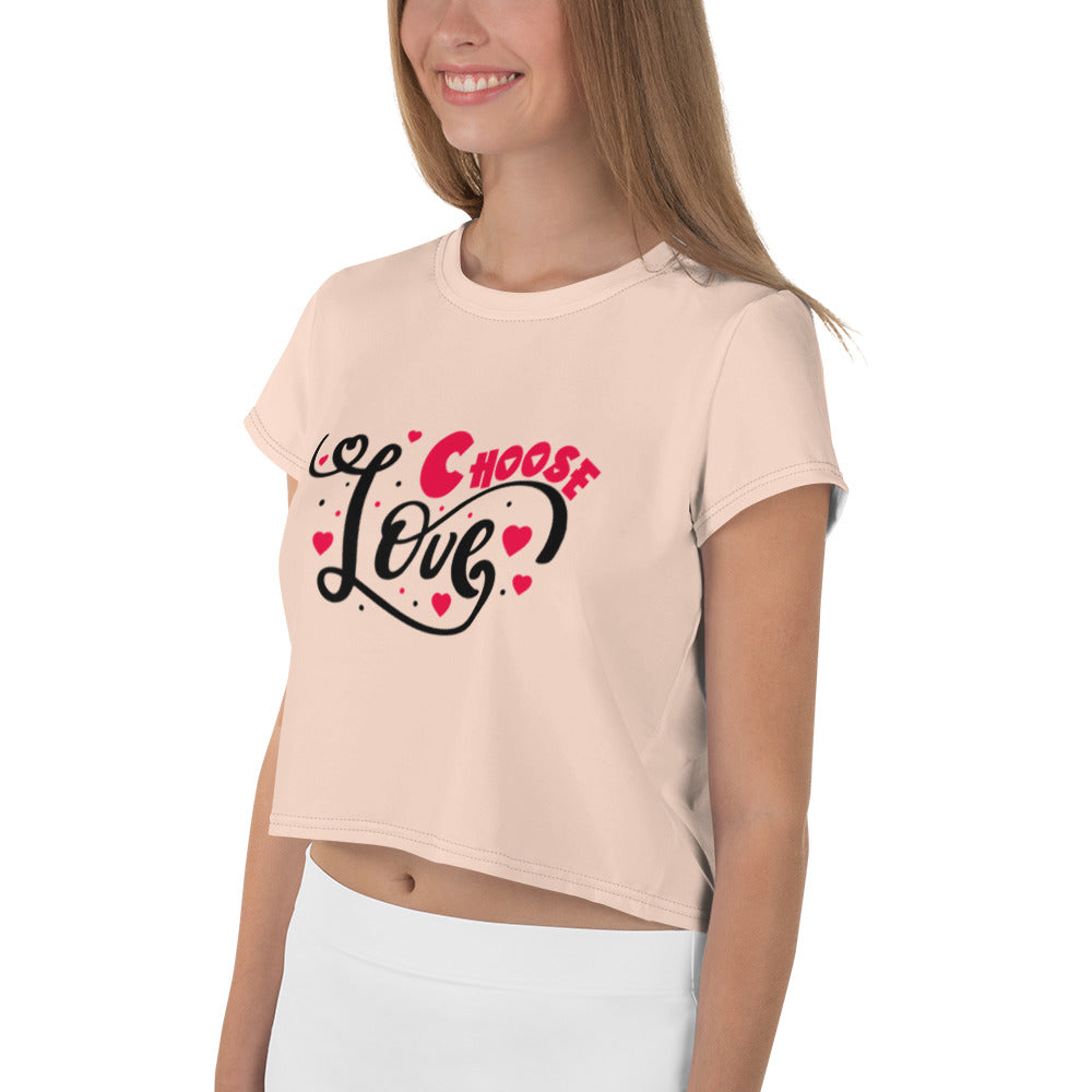 CHOOSE LOVE - All-Over Print Crop Tee