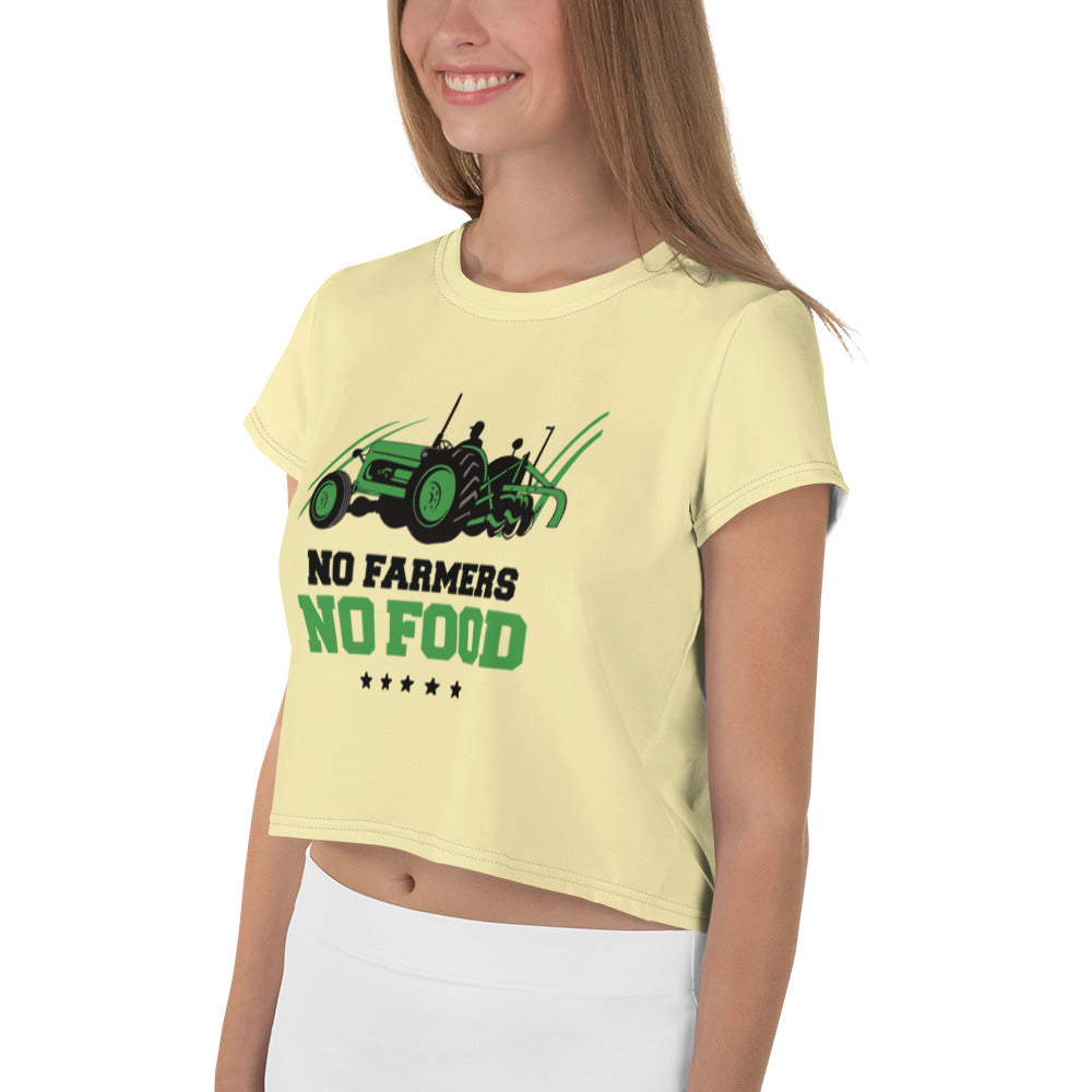 NO FARMERS NO FOOD - All-Over Print Crop Tee