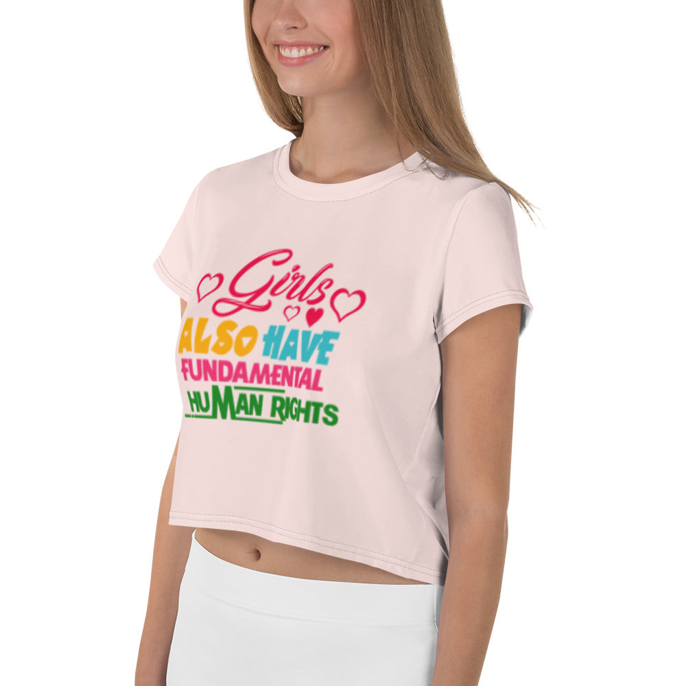 GIRLS ALSO HAVE FUNDAMENTAL HUMAN RIGHTS - All-Over Print Crop Tee