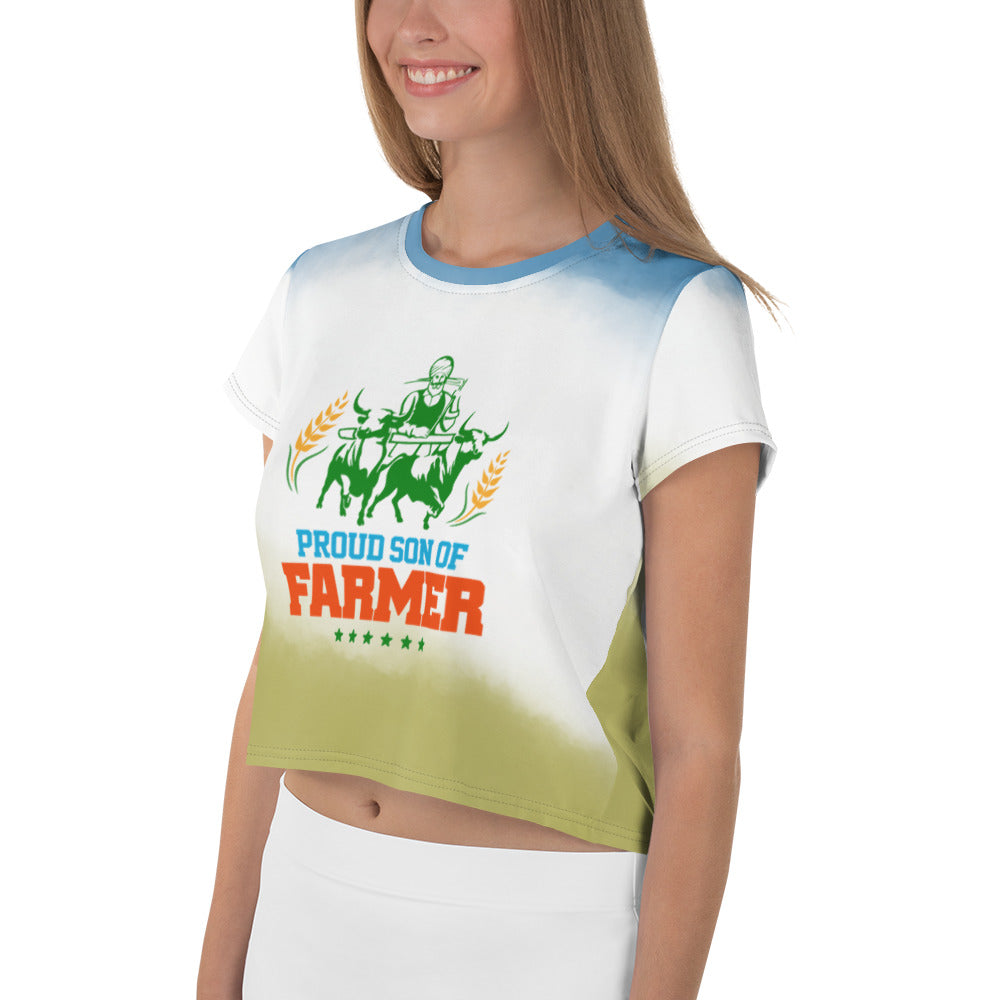 PROUD SON OF FARMER - All-Over Print Crop Tee