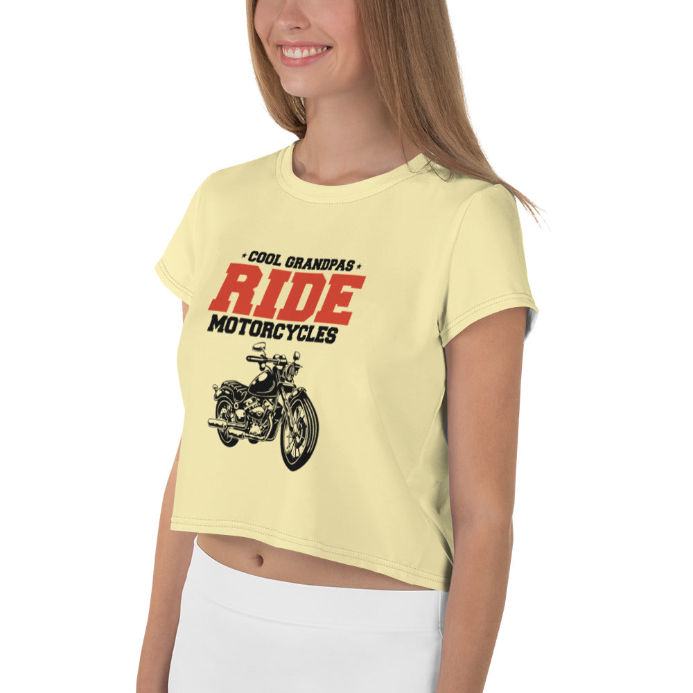 COOL GRANDPAS RIDE MOTORCYCLES - All-Over Print Crop Tee