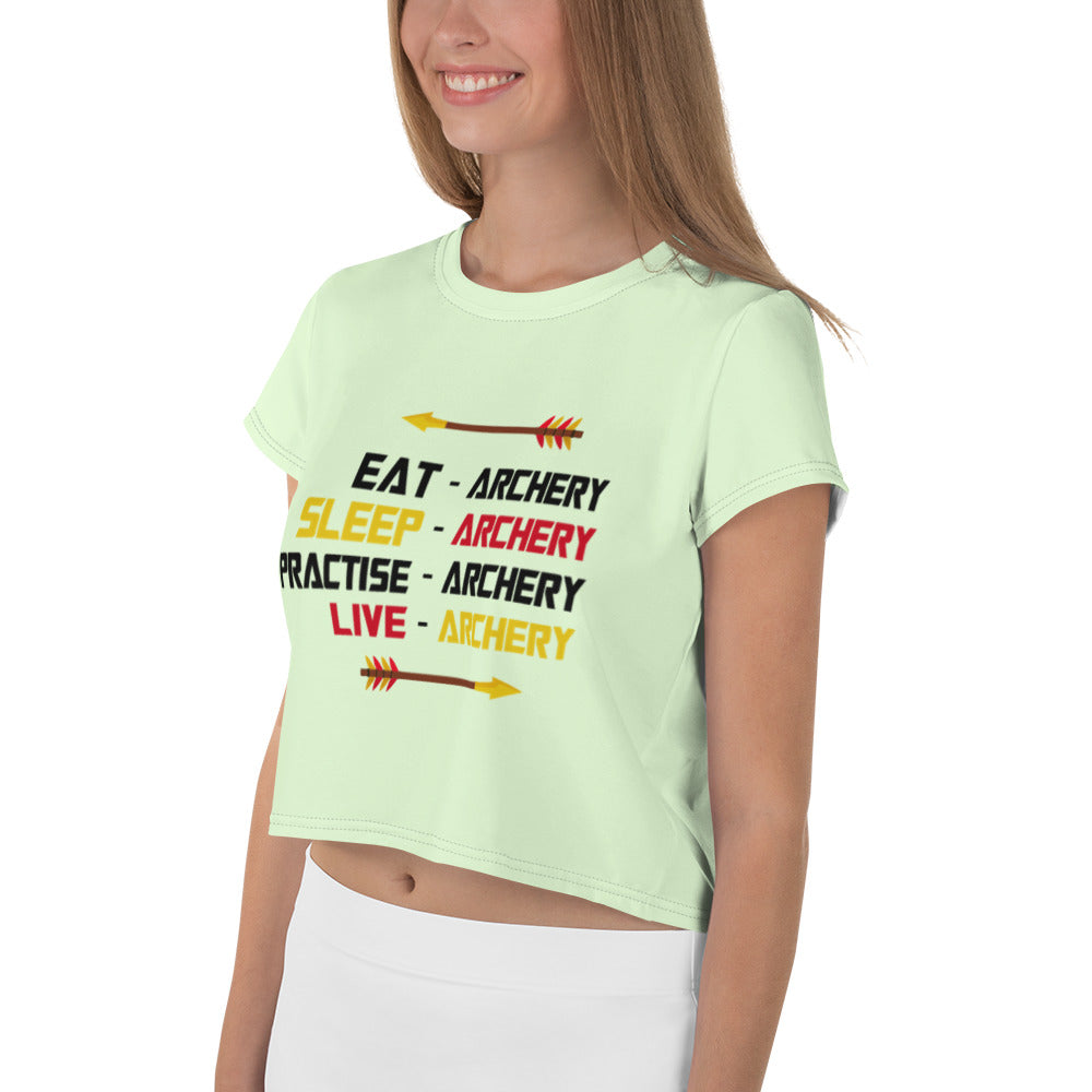 EAT-ARCHERY... - All-Over Print Crop Tee