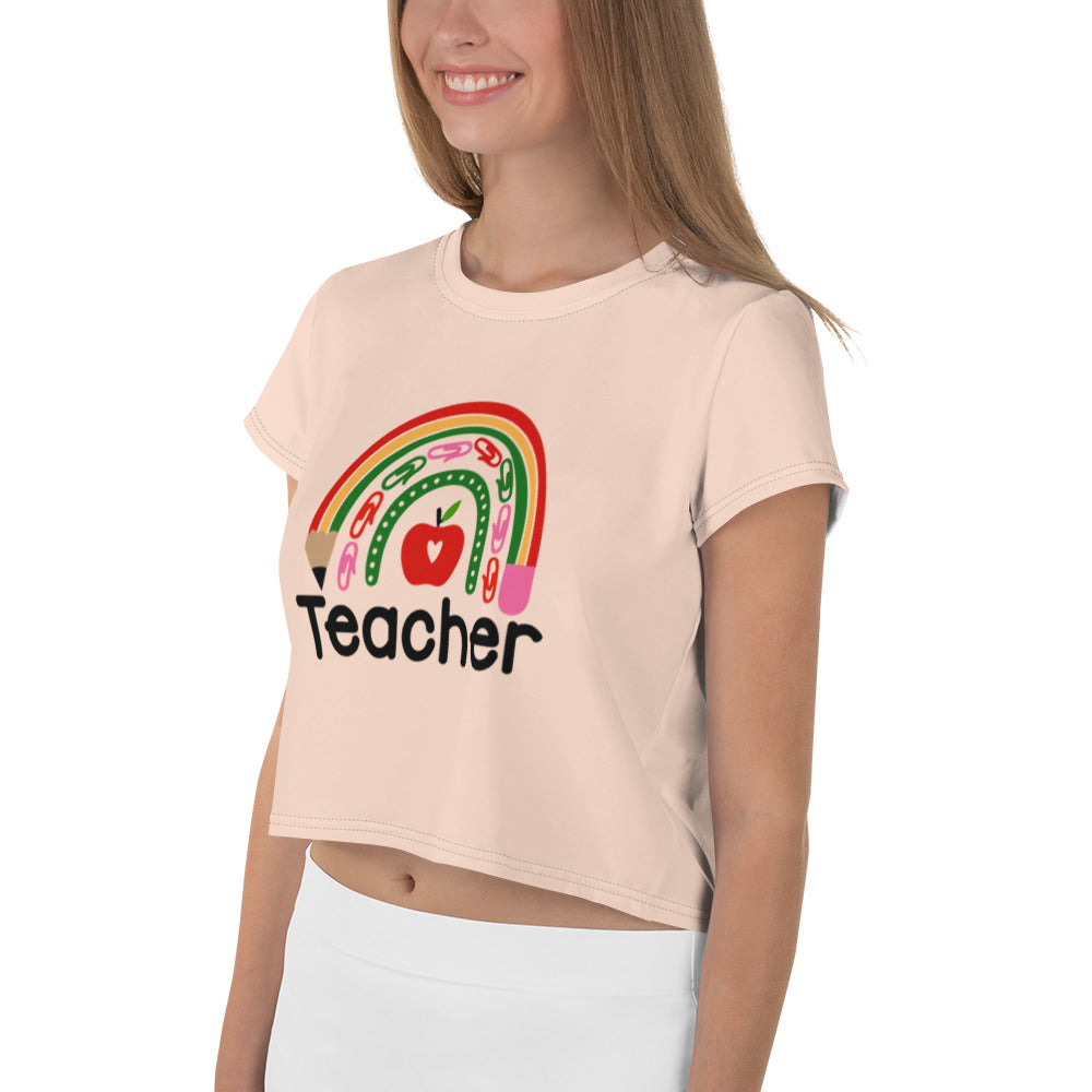 TEACHER - All-Over Print Crop Tee