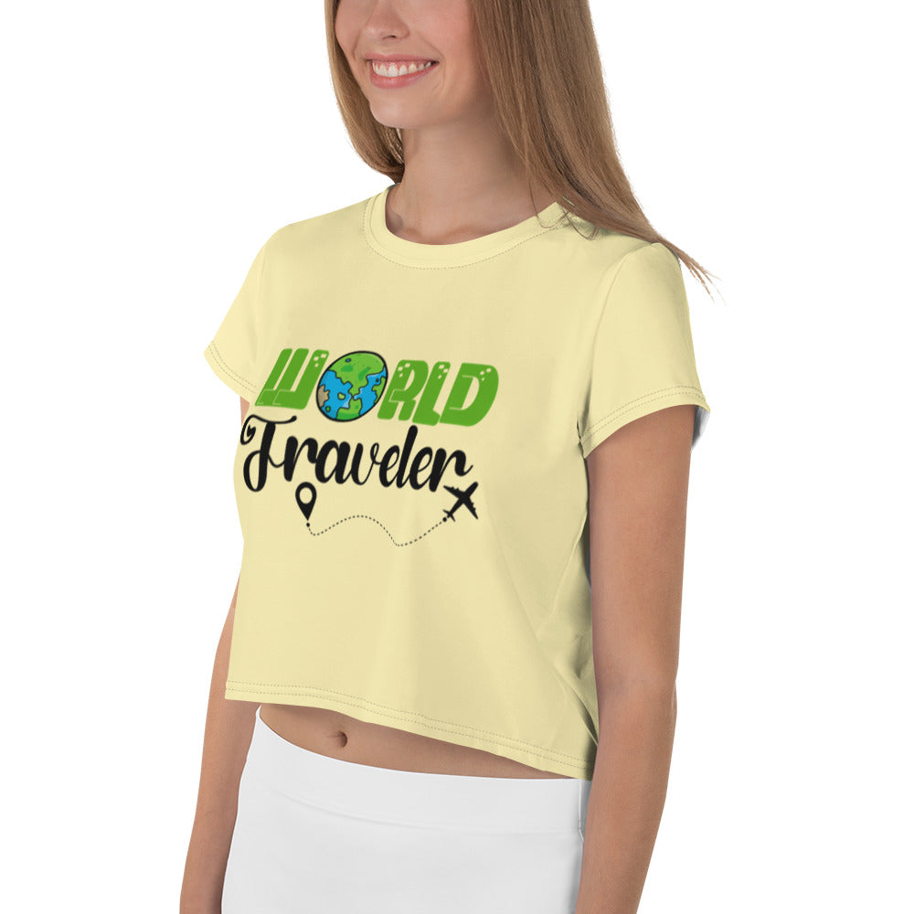 WORLD TRAVELER - All-Over Print Crop Tee