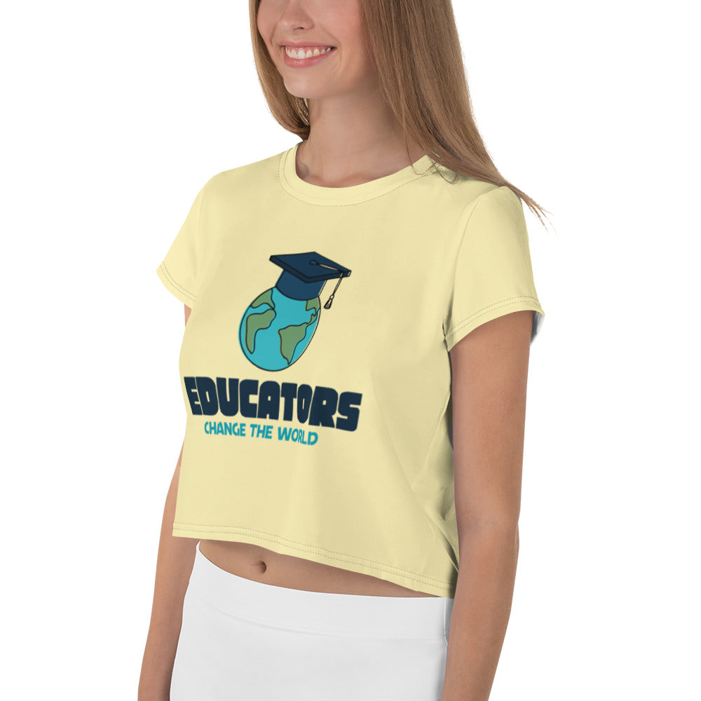 EDUCATORS CHANGE THE WORLD - All-Over Print Crop Tee