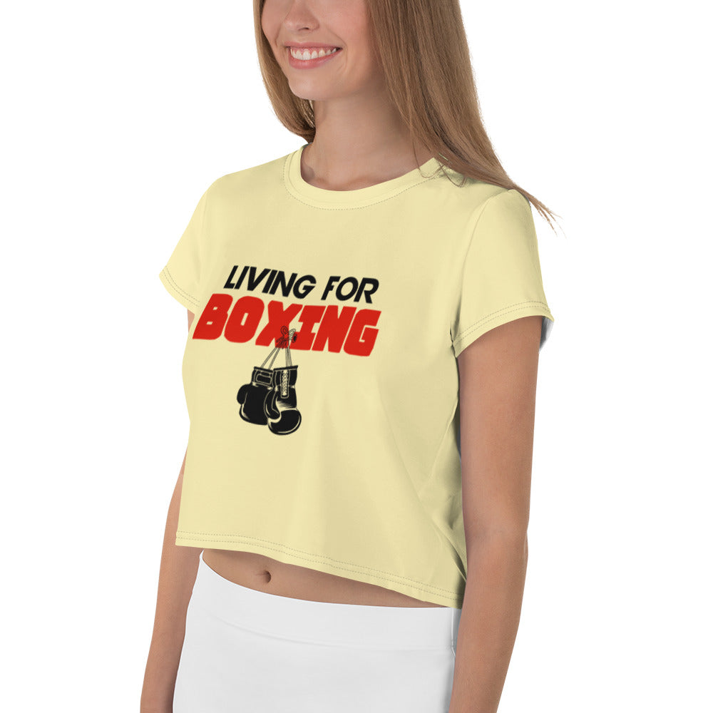 LIVING FOR BOXING - All-Over Print Crop Tee