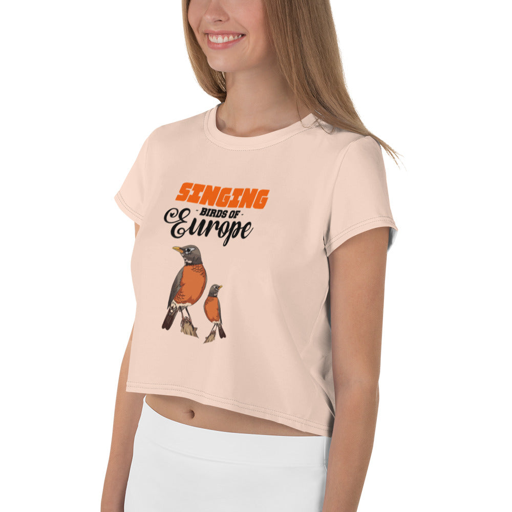 SINGING BIRDS OF EUROPE - All-Over Print Crop Tee