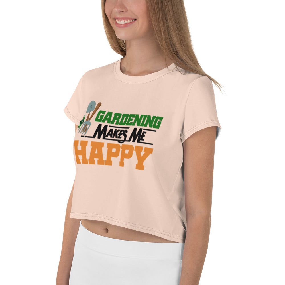 GARDENING MAKES ME HAPPY - All-Over Print Crop Tee