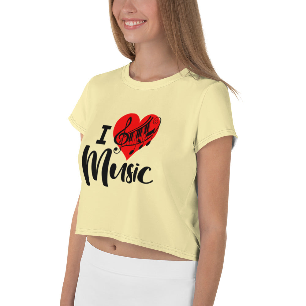 I LOVE MUSIC - All-Over Print Crop Tee