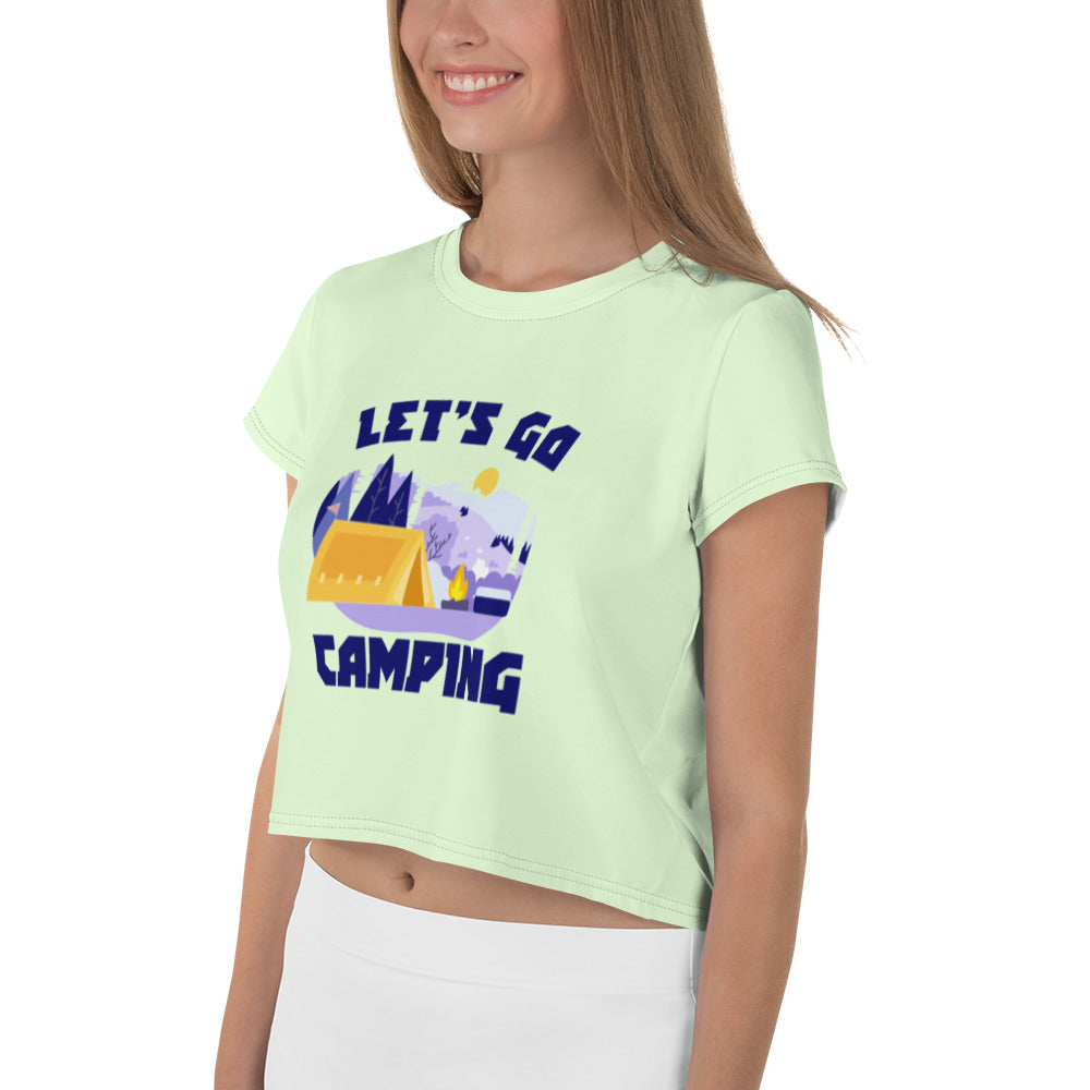 LET'S GO CAMPING - All-Over Print Crop Tee