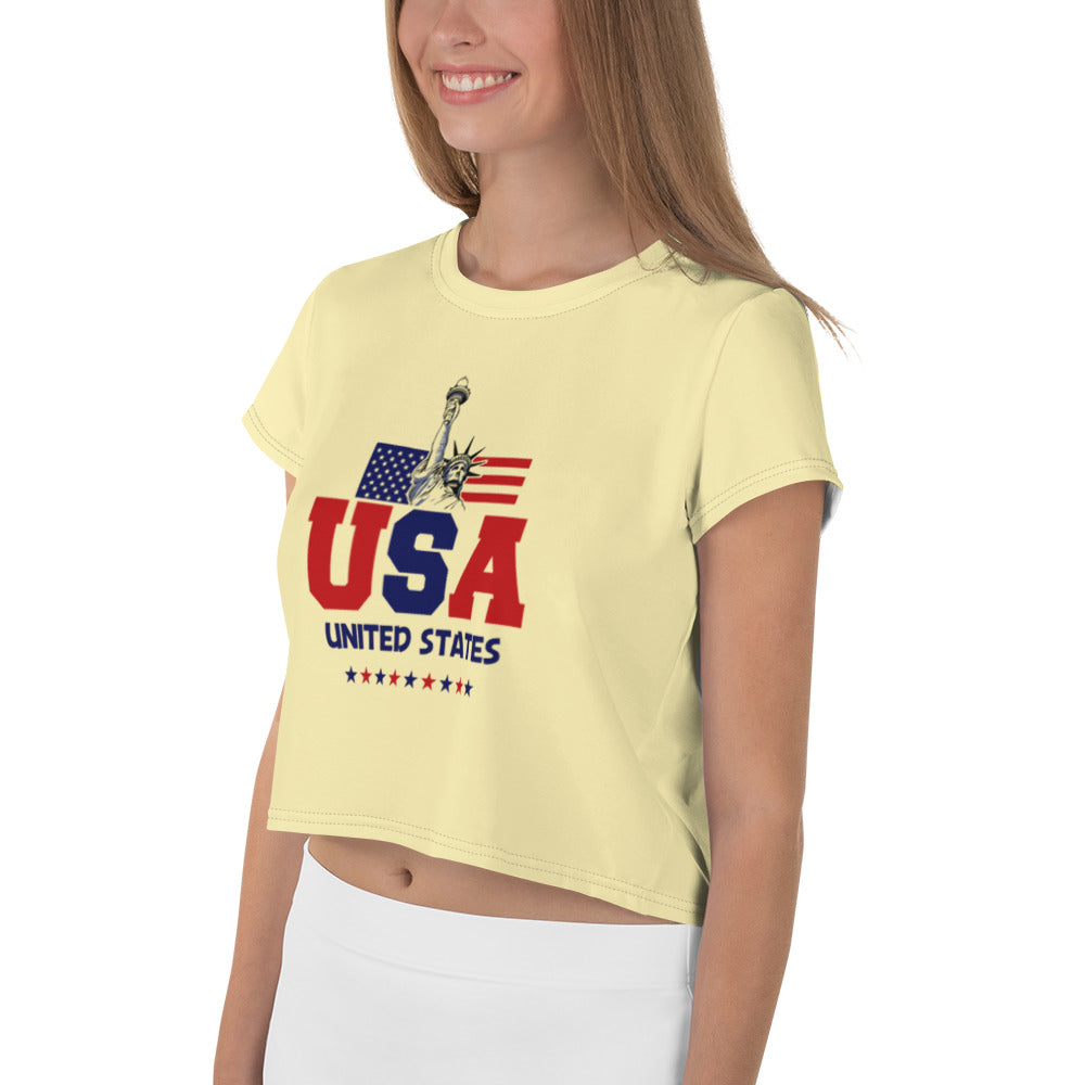UNITED STATES OF AMERICA - All-Over Print Crop Tee