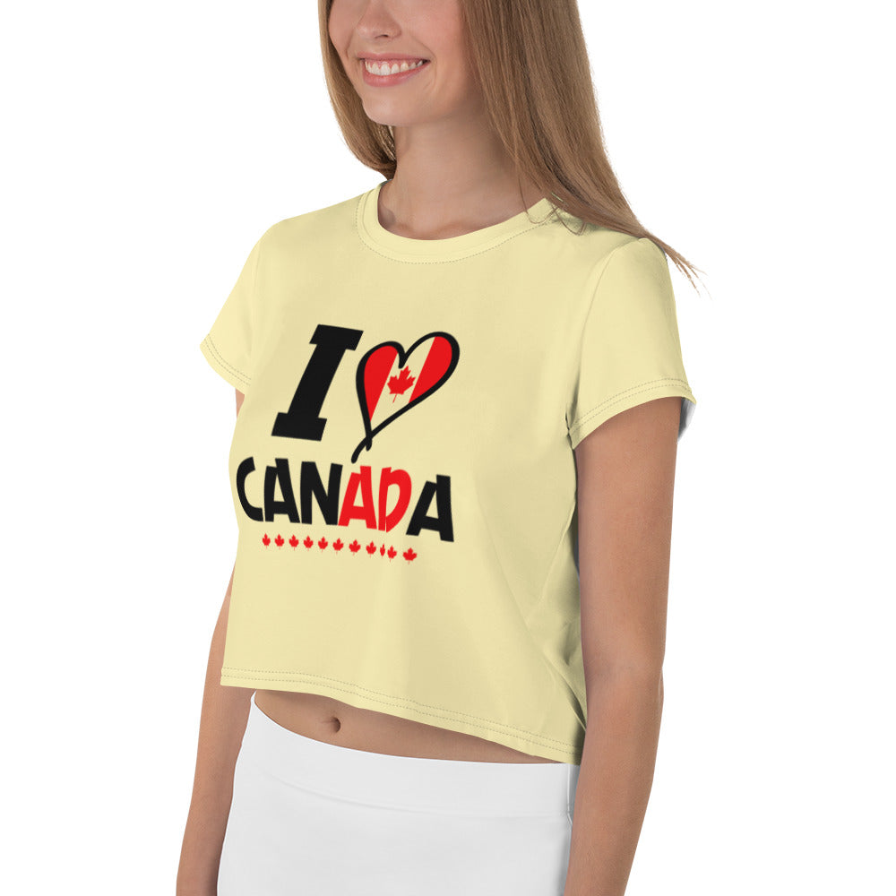 I LOVE CANADA - All-Over Print Crop Tee