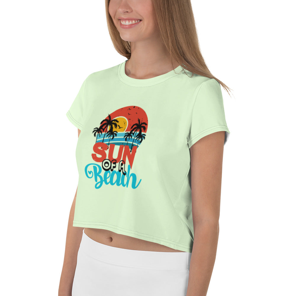 SUN OF A BEACH - All-Over Print Crop Tee