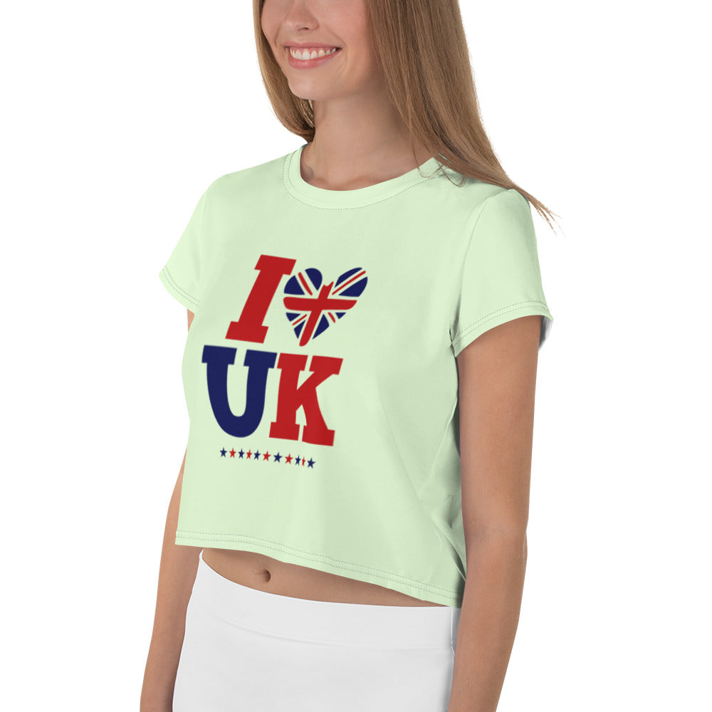 I LOVE UK - All-Over Print Crop Tee