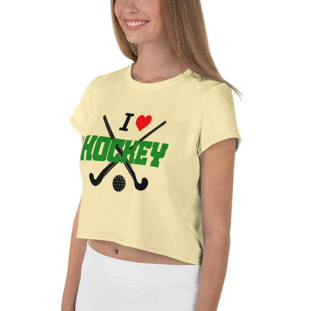 I LOVE HOCKEY - All-Over Print Crop Tee