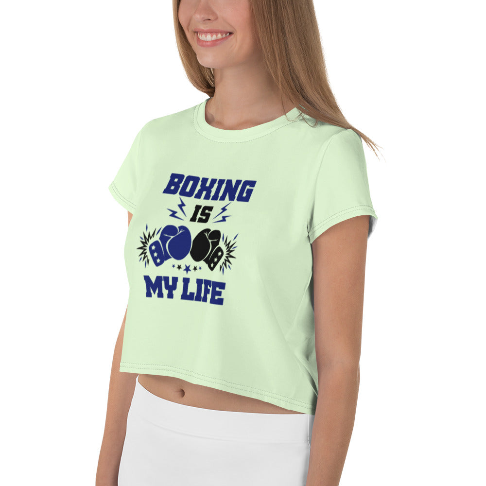 BOXING IS MY LIFE - All-Over Print Crop Tee