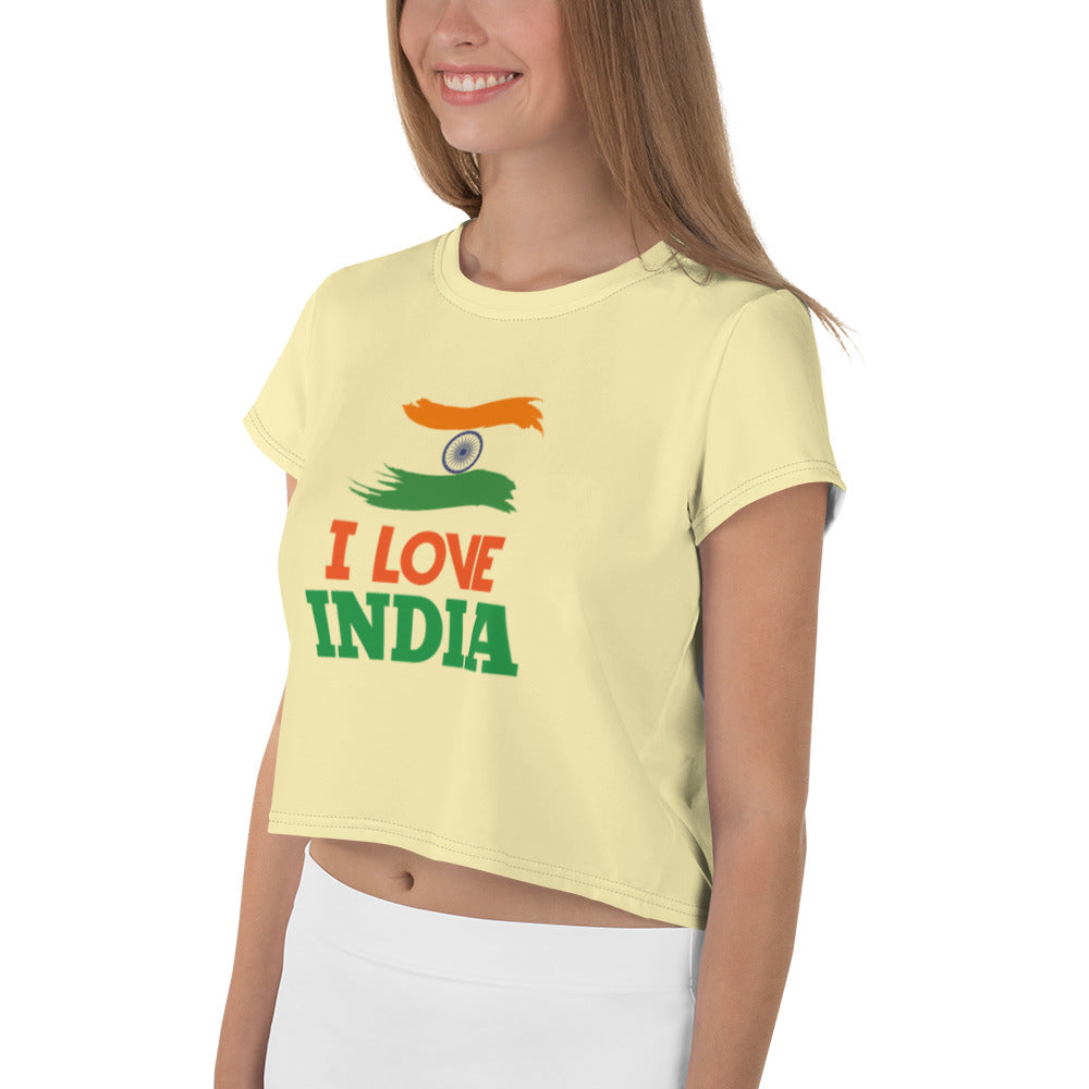 I LOVE INDIA - All-Over Print Crop Tee