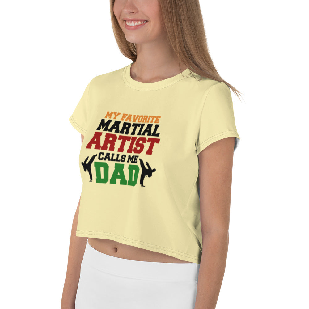 MY FAVORITE MARTIAL ARTIST CALLS ME DAD - All-Over Print Crop Tee