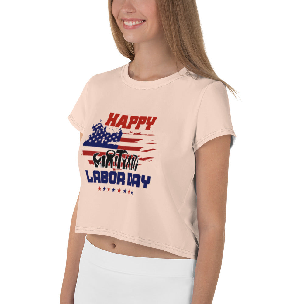 HAPPY LABOR DAY - All-Over Print Crop Tee