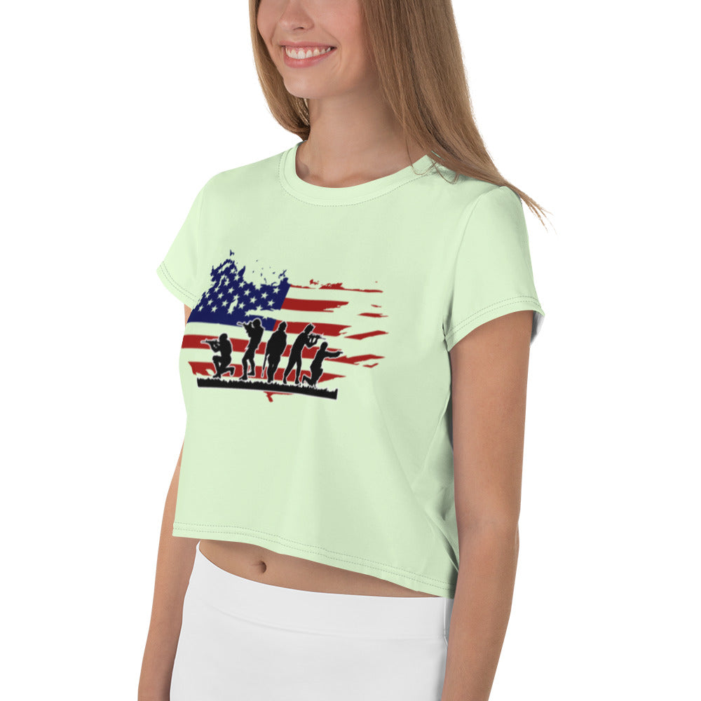 AMERICAN SOLDIERS - All-Over Print Crop Tee