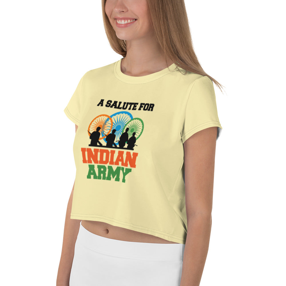 A SALUTE FOR INDIAN ARMY - All-Over Print Crop Tee