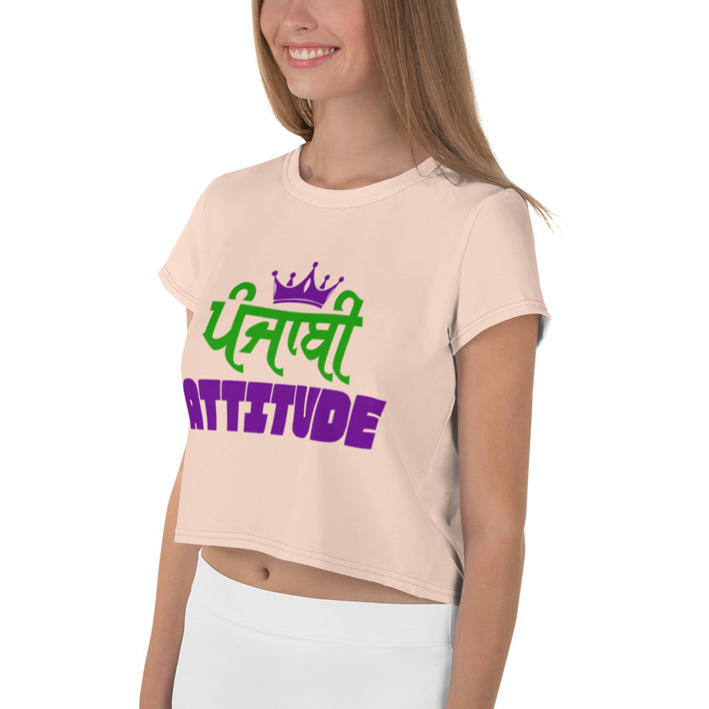 PUNJABI ATTITUDE - All-Over Print Crop Tee