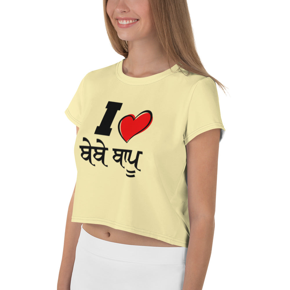 I LOVE BEBE BAPPU - All-Over Print Crop Tee