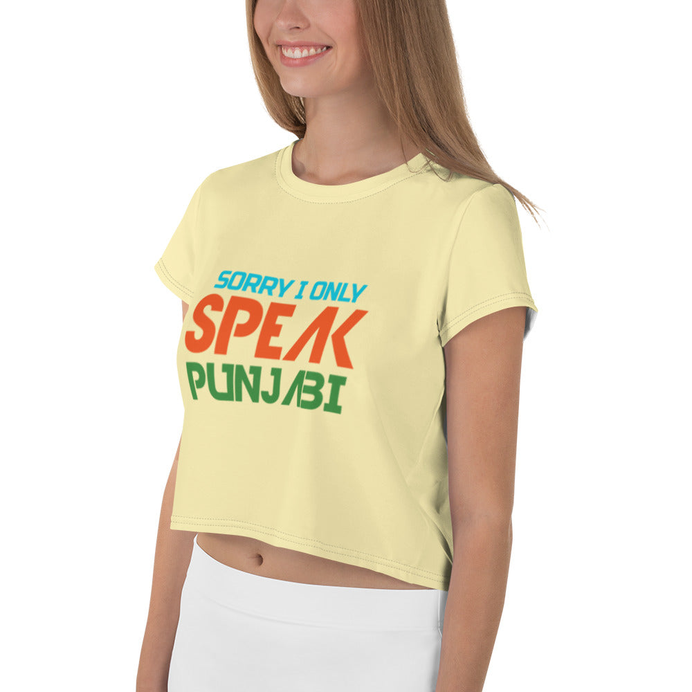 SORRY I ONLY SPEAK PUNJABI - All-Over Print Crop Tee