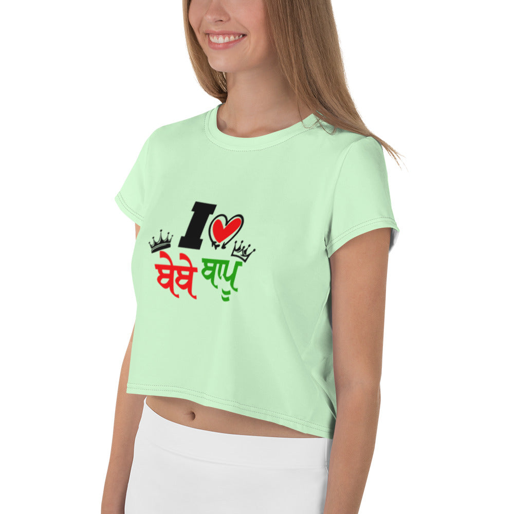 I LOVE BEBE BAPU - All-Over Print Crop Tee