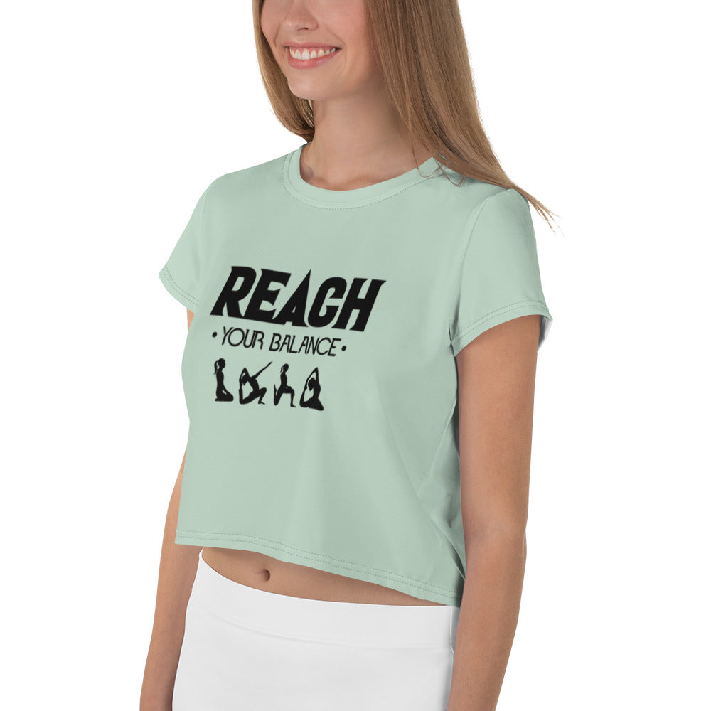 REACH YOUR BALANCE - All-Over Print Crop Tee