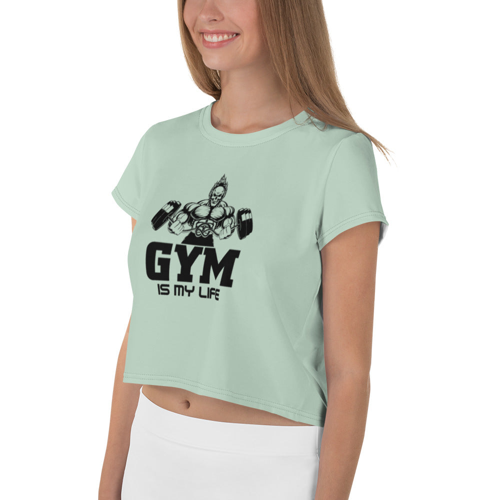 GYM IS MY LIFE - All-Over Print Crop Tee