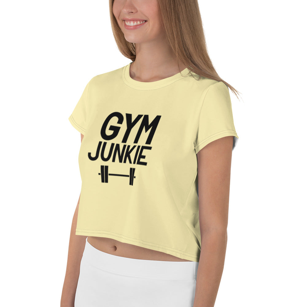 GYM JUNKIE - All-Over Print Crop Tee