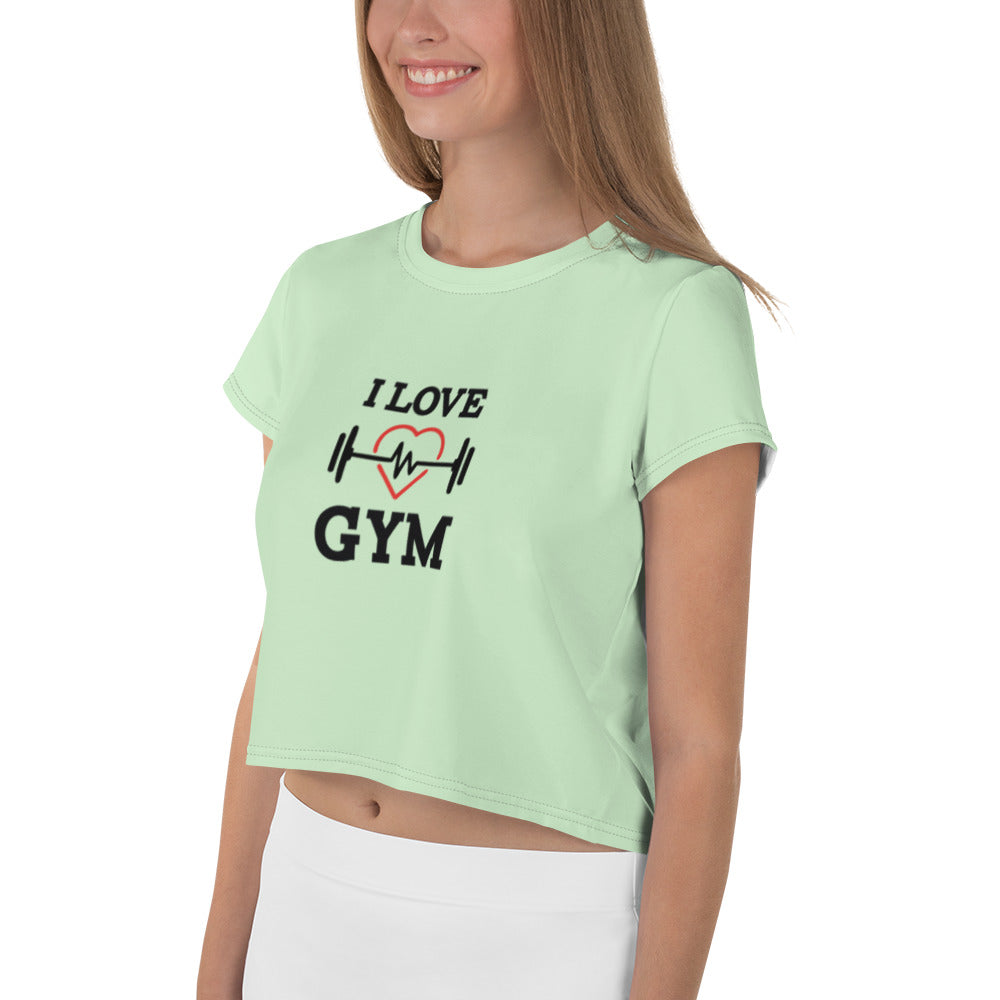 I LOVE GYM - All-Over Print Crop Tee