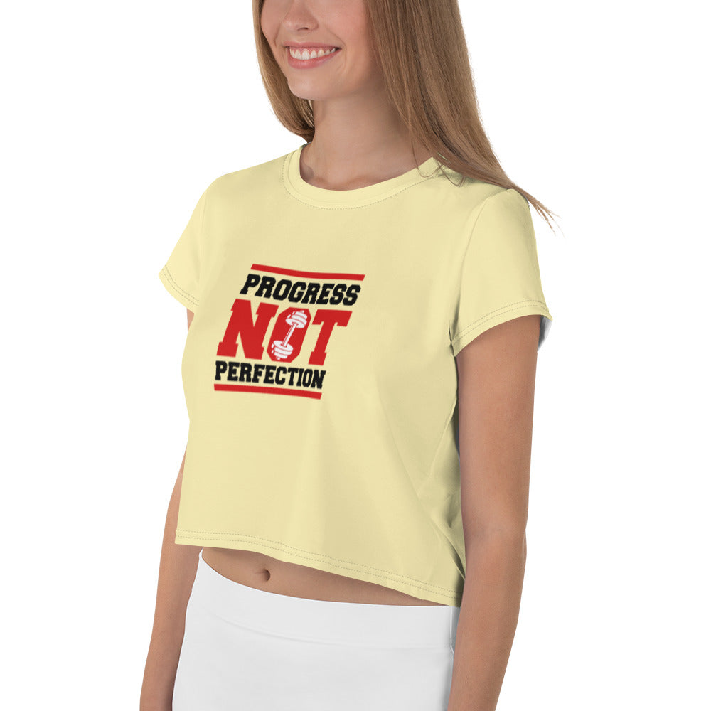 PROGRESS NOT PERFECTION - All-Over Print Crop Tee