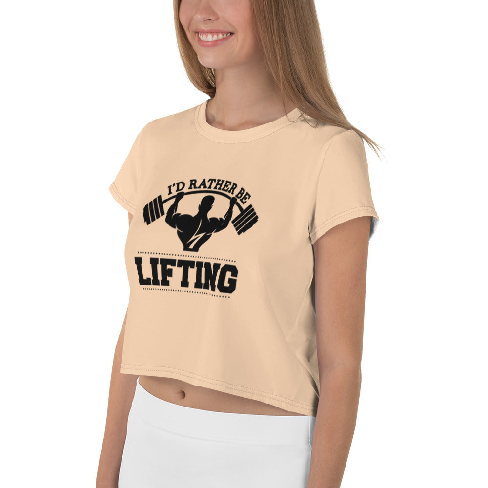 I'D RATHER BE LIFTING - All-Over Print Crop Tee